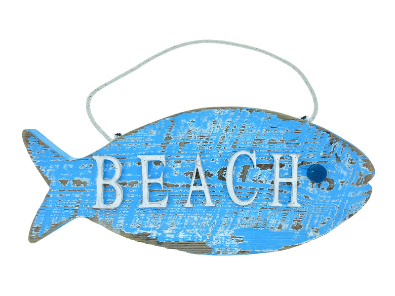Reclaimed Wood Hanging Fish Beach Plaque