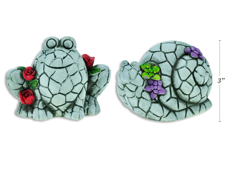 Tile Engraved Cement Garden Critters With Flowers