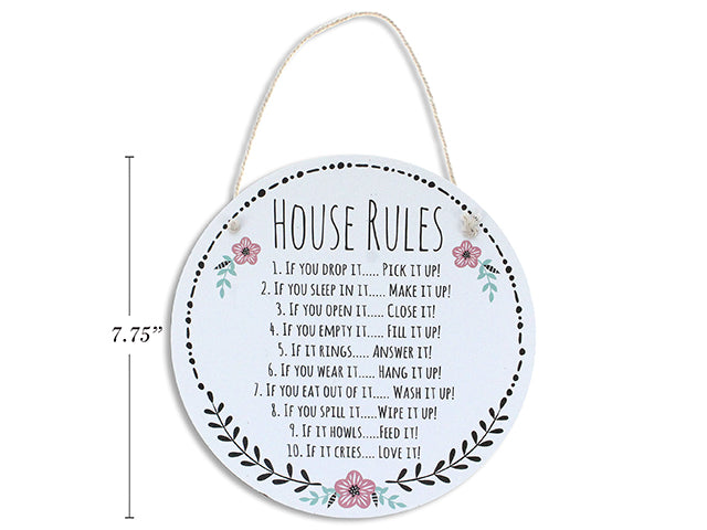 Kitchen House Rules Hanging Plaque