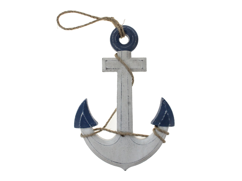 Wooden Die Cut Beveled Jute Wrapped Anchor With Twisted Jute Hanger