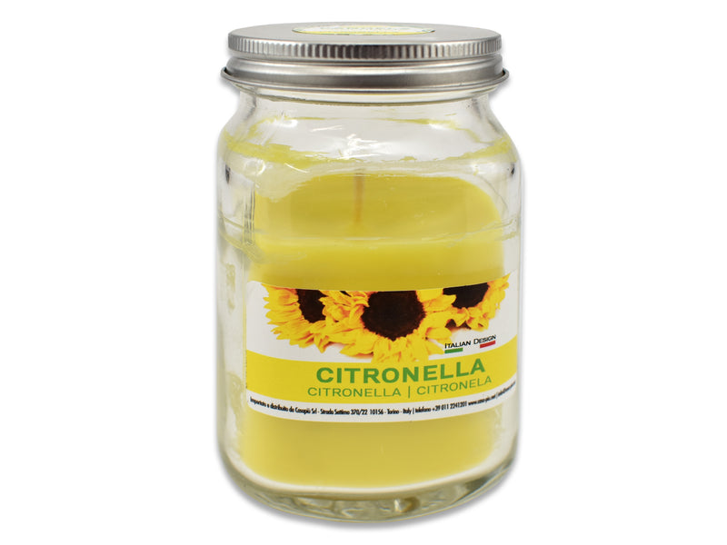 Citronella Candle In Cuboid Glass Jar With Tin Lid