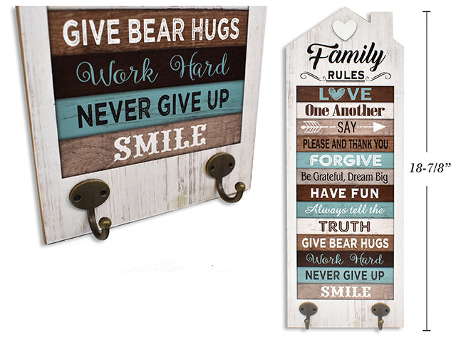 House Shape Family Rules Hanging Plaque