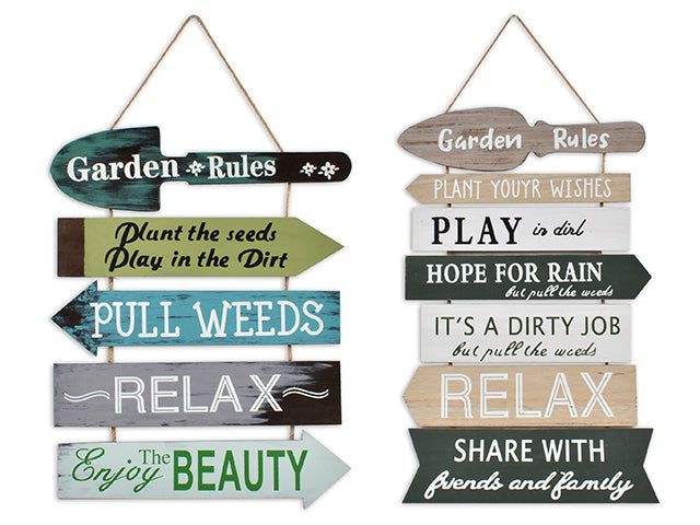 Garden Rules Wooden Hanging Plaque