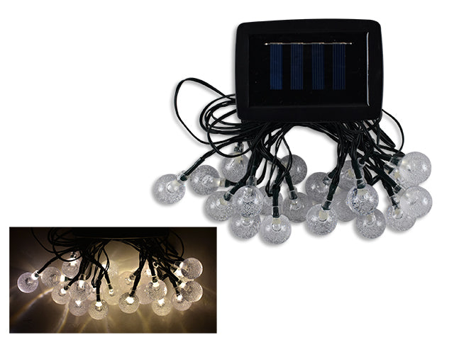 Solar Crackle Bell String Lights Warm White