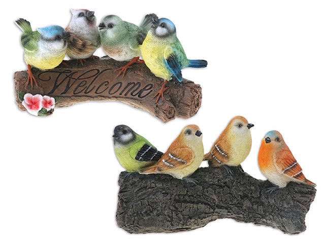 Polyresin Birds On Tree Stump