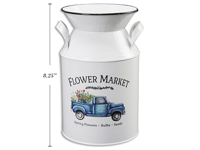 White Flower Market Metal Milk Canister