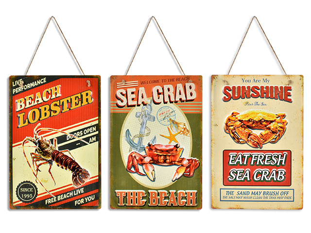 Embossed Metal Seafood Old Fashion Sign