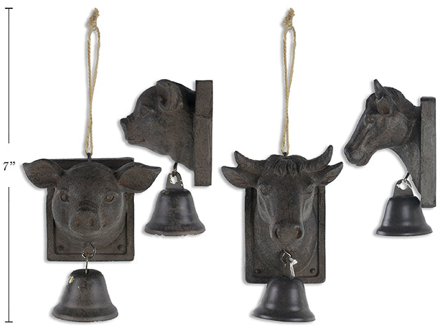 Rustic Cast Iron Animal Head Hanging Bell