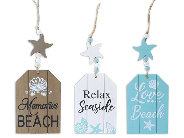 Nautical Luggage Style Hanging Decoration With Die Cut Star And Beads