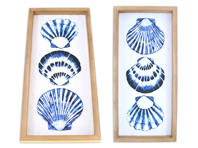 18-7/8in x 8-5/8in Wooden Framed Seashell Wall Plaque.