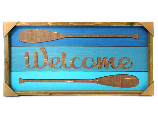 15.75in x 8in Lake House Wooden 3-D Paddle Welcome Plaque.
