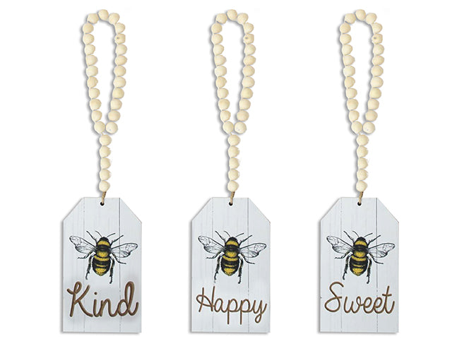 Luggage Style Bee Plaque With Beaded Hanger
