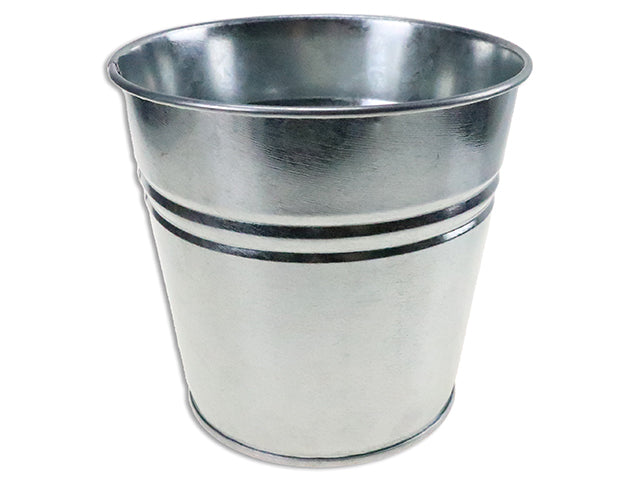 6.25in(TD) x 5.5in(H) Galvanized Round Ribbed Metal Planter.
