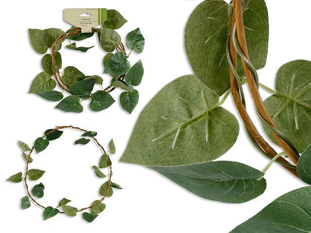 4ft Decorative Artificial Ivy Greenery Garland w/ Brown Paper Vine. 2 Asst. Styles. Cht.