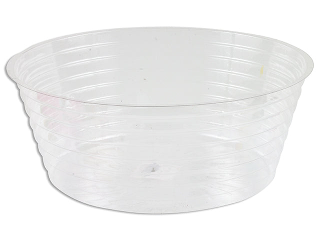 10in(TD) x 4in(H) Clear Plastic Deep Planter Saucer. Colour Label.