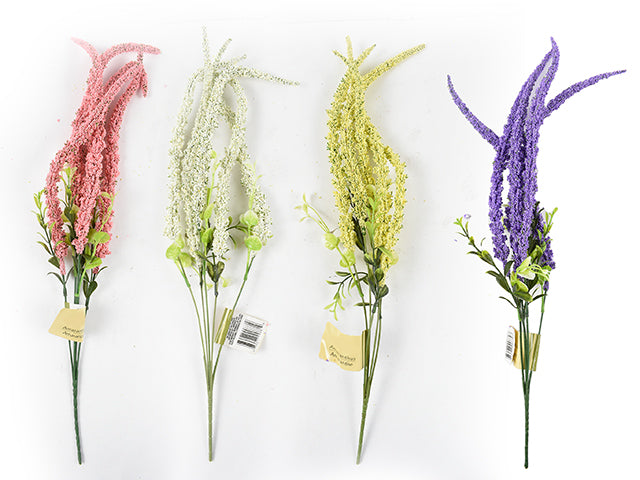 21.25in Decorative Artificial Amaranthus w/5 Stems 4 Asst. Colours. Cht.