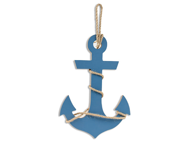 12In X 8.5In Nautical Mdf Die-Cut Jute Wrapped Anchor. Dark Blue Only. Cht.