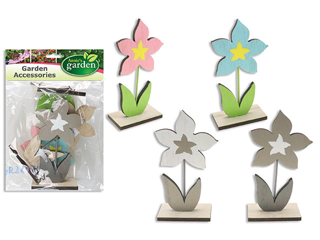 6.1In X 3.15In Mdf Die-Cut Lily Tabletop Decor W/ 2X Leaves. 4 Asst.Colours. Cht.