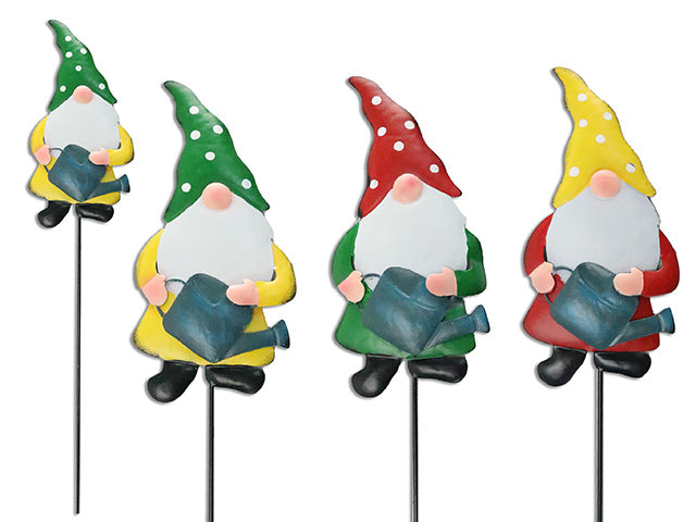 17-5/8In(H) Metal Gnome Garden Pick. 3 Asst.Colours. Cht.