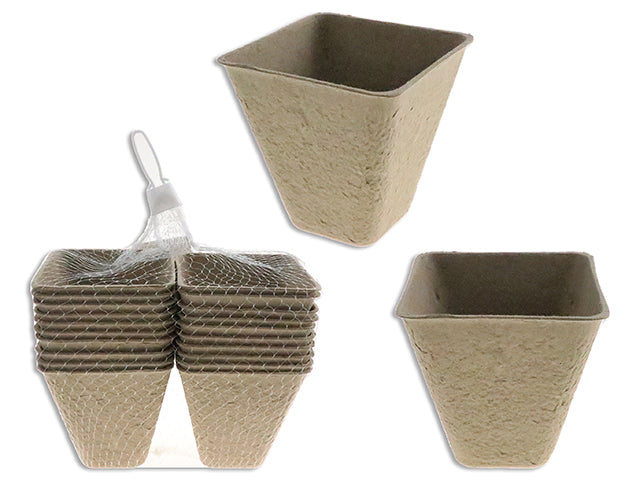 20Pk 3In Square Paper Peat Pots. Mesh Bag W/Cht.