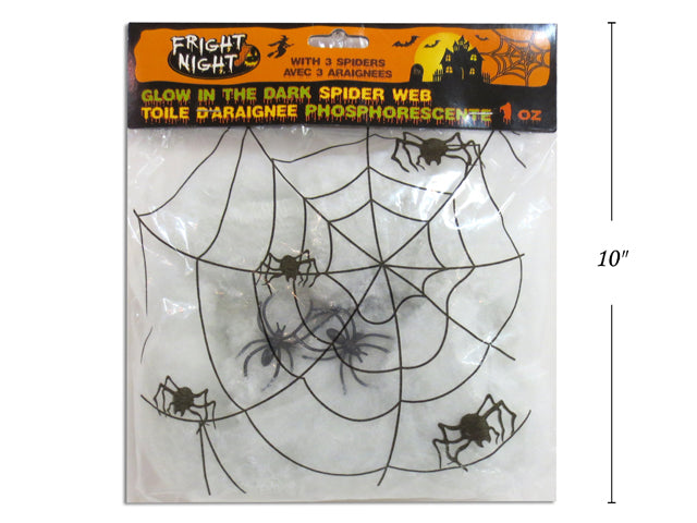 Glow In The Dark Spider Web With 3 Spiders