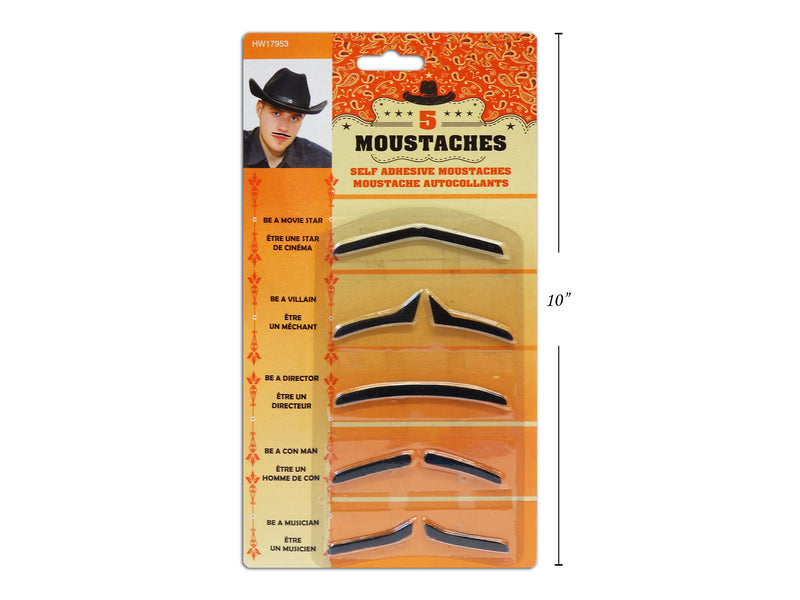 Thin Self Adhesive Moustaches 5 Pack