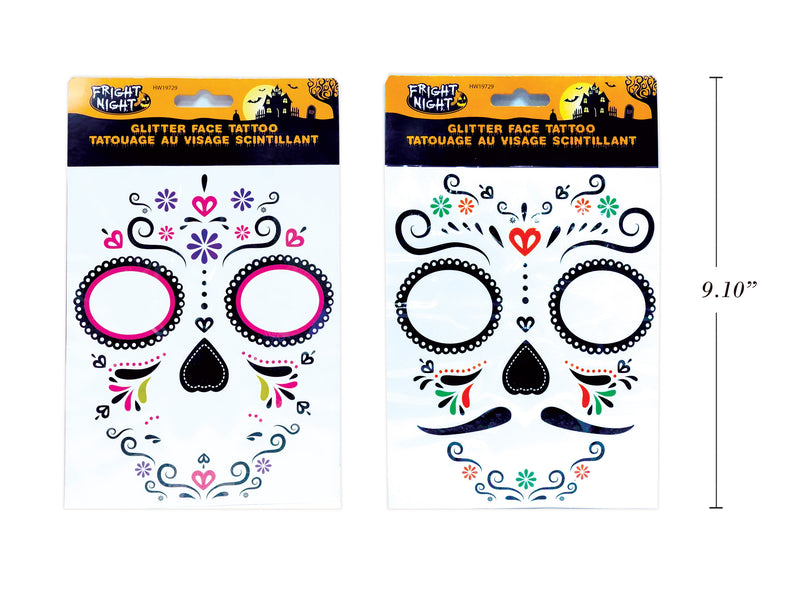 Halloween Day Of The Dead Glitter Face Tattoo