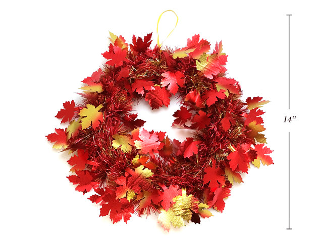 Harvest 2 Tone Embossed Maple Leaf Tinsel Wreath