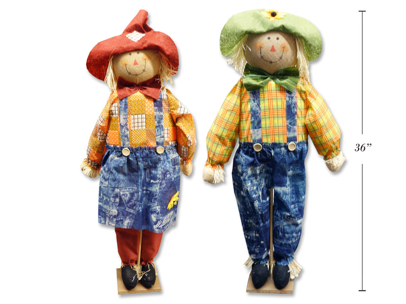 Harvest Cowboy Standing Scarecrow On Wooden Stand Large