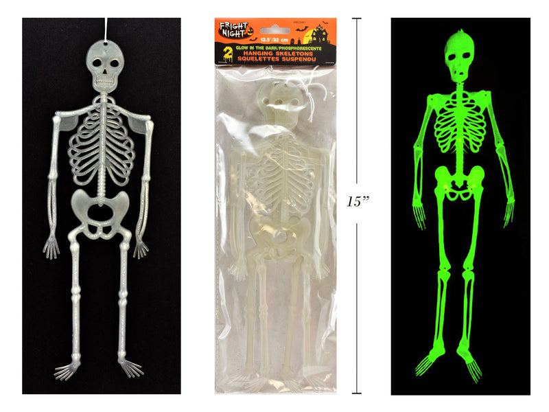 Halloween Glow In The Dark Skeleton Hanging Decoration 2 Pack