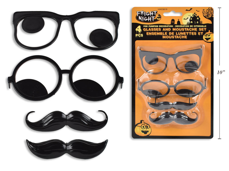 Glasses With Moustache Funny Face Pumpkin Decorating Kit