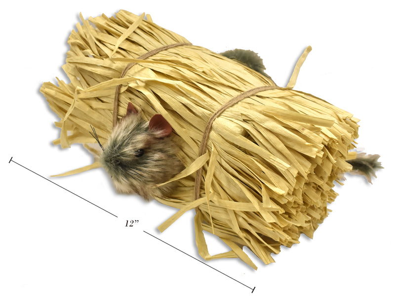 Sound Activated Animated Running Rat In Hay Bale