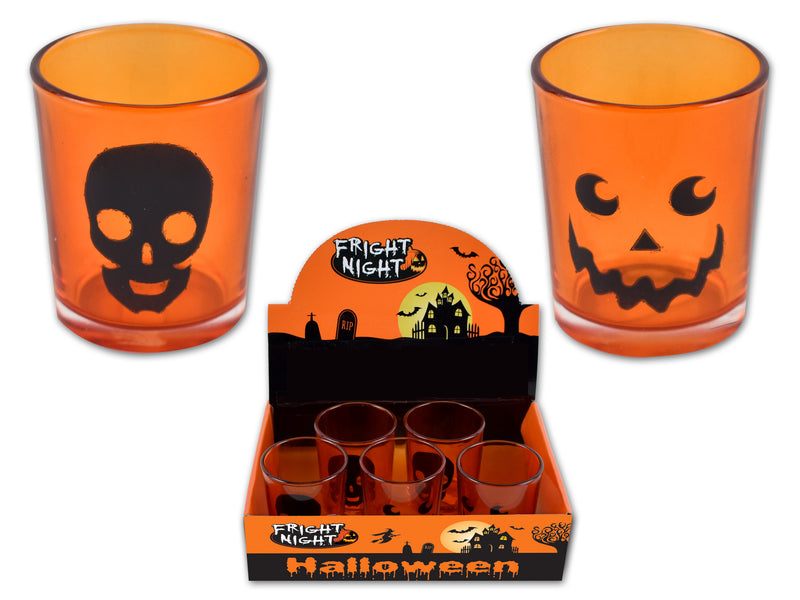 Halloween Printed Glass Candle Holder