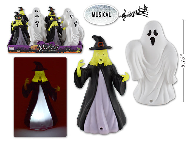 Halloween Battery Operated Light Up Musical Ghost Or Witch