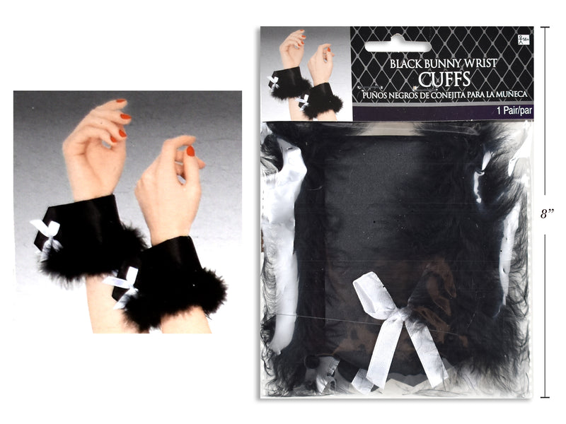 Black Bunny Wrist Cuffs With Velcro Closure
