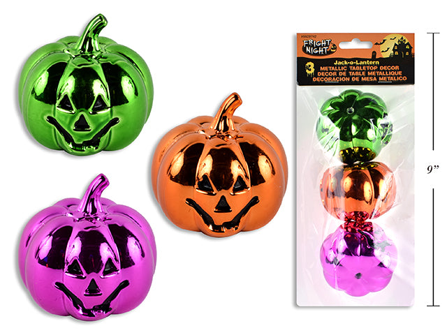 Halloween Metallic Jack O Lantern Tabletop Decor