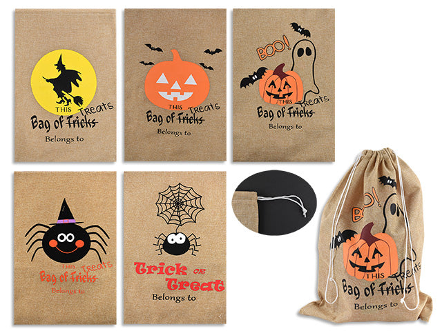 Halloween Printed Jute Drawstring Trick Or Treat Bag