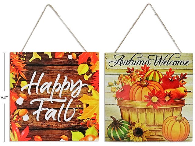 Harvest Hanging Welcome Sign With Metal Handle