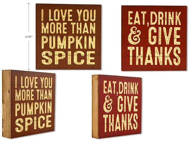 Harvest Square Plaque With Sayings