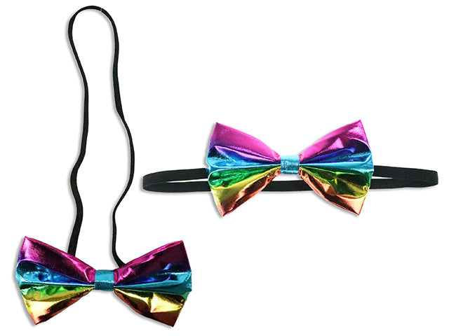 Halloween Metallic Rainbow Bow Tie
