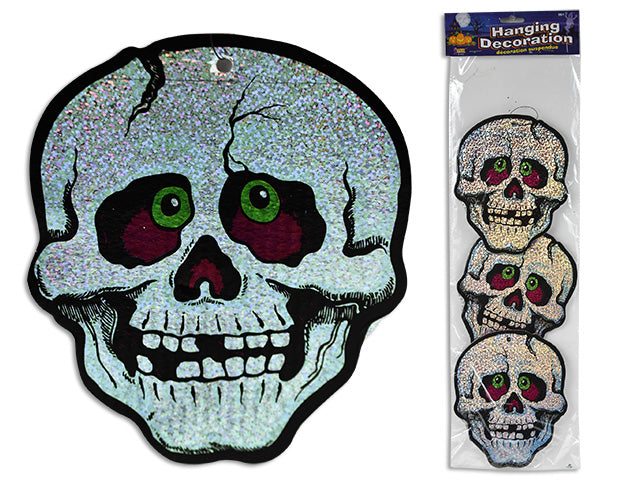 Halloween 3 Section Holographic Paper Skull Plaque