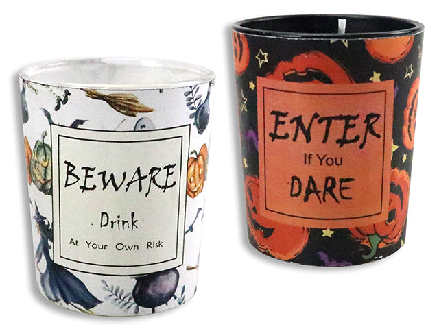 Halloween Warning Sign Candle Holder