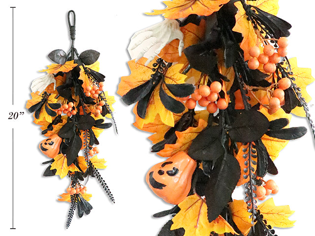 Halloween Skeleton Hands With A Jack O Lantern Floral Teardrop Decor