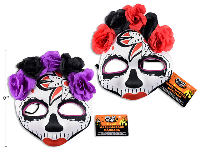 Halloween Day Of The Dead Printed Mask With Flowers