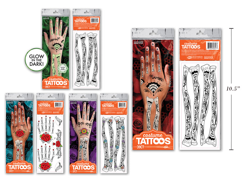 Halloween Day Of The Dead Hand And Arm Tattoos