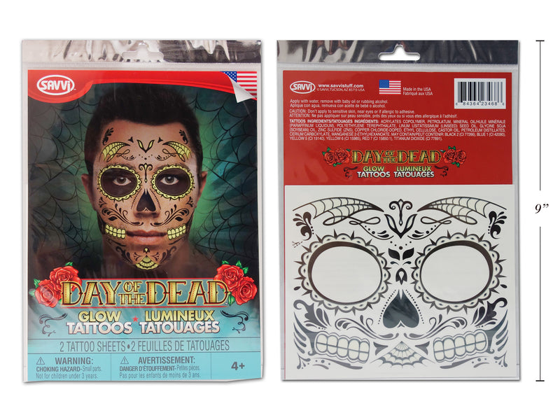 Halloween Day Of The Dead Glow Tattoos