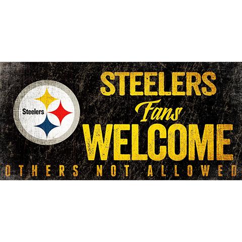 Pittsburgh Steelers Distressed Fans Welcome Wood Sign