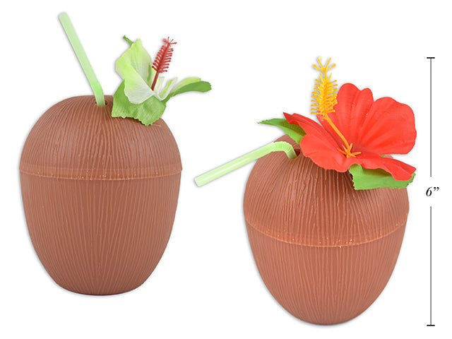 Tropical Plastic Coconut Sipper Cup
