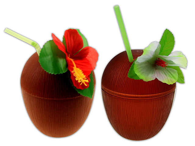 Tropical Plastic Coconut Sipper Cup