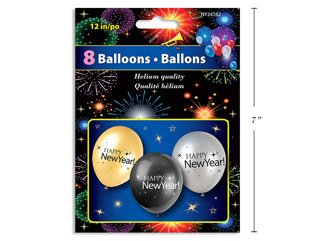 New Year Balloons 8 Pack